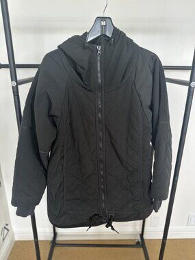 adidas by Stella McCartney Black Quilted Hooded Parka Jacket XS
